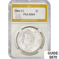 1884-CC Morgan Silver Dollar PGA MS64