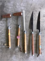 Long Wooden Handled Knives & Shakers