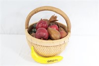 NICE Woven Basket Full of Faux Wood & Foam Fruit