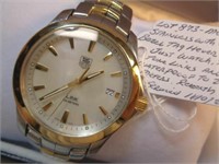 MEN'S STAINLESS GOLD BEZEL TAG HEUER WATCH