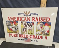 American raised metal sign