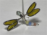 Stained glass dragon fly garden stake