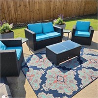 Outdoor Patio Furniture Set w/ Rug & Planters