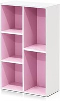Furinno 5-cube Reversible Open Shelf, White/pink