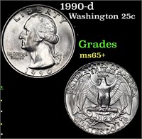1990-d Washington Quarter 25c Grades GEM+ Unc