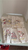 Full set 7 embroidery flour sack towels days of