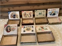 LOT OF 7 OLD CIGAR BOXES CINCO CHESTERFIELD ETC
