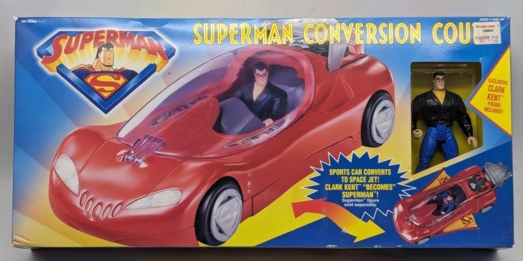 (J) Superman conversion coupe, car and figurine,