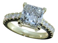 14k Gold 4.06 ct Princess Cut Lab Diamond Ring