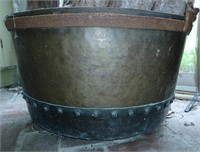 19th C. Rustic Brass and Metal Cauldron