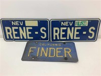 Vtg Personalized Metal License Plates