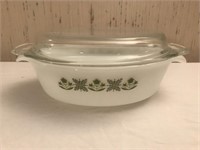 Vintage Anchor Hocking Meadow Green Oval Baker