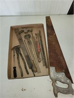 Fencing pliers, saw and misc.