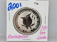 2001 1oz .999 Silver Kookaburra $1