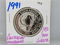 1991 1oz .999 Silver Kookaburra $5