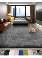 Ophanie grey fluffy area rug 8x10’