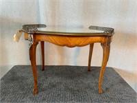 Vintage Empire Marquetry Inlay Glass Top Table