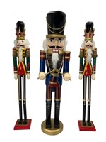 Tall Wooden Nutcracker & Nutcracker Candle Holders