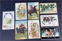 (8) ANTIQUE GERMAN POST CARDS HOLIDAYS