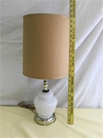 MCM White Milk Glass Quilted Table Lamp