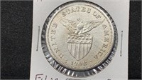 1908 Silver One Peso Filipino Coin, World /