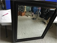 Large Wood & Leather Mirror