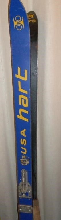 Vtg Blue Hart USA Hustler Downhill Ski's & Binding