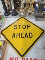 Stop ahead metal sign