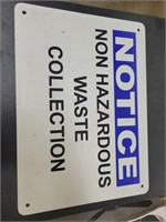 Notice non hazardous waste collection sign