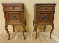 Louis XV Style Marble Top Side Cabinets.
