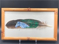 Framed Original Mayan Art On Feather
