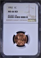 1952 LINCOLN CENT, NGC MS-66 RED