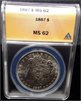1887 ANACS MS62 Morgan Silver Dollar