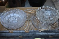 COLL OF CUT GLASS BOWLS, PLATE, CANDLE HOLDER