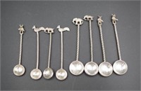 Group eight Indian vintage silver salt spoons