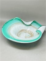 art glass dish w/ swirl pattern - 10" long