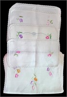 Hand Embroidered Tulip Table Linens