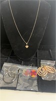 Lots of sterling necklace and 3 pairs of