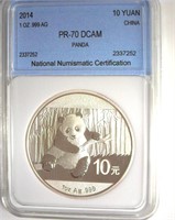 2014 10 Yuan 1 Oz .999 Ag NNC PR70 DCAM Panda