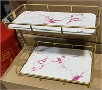 Bathroom / Kitchen Marble Ceramic Tray Organizer G