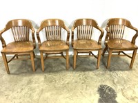 Set of 4 Lt. Finish Vintage Wood Chairs