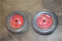 TWO SMALL TIRES ON RIMS