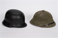 Post WW2 German Serv. Helmet & Vietnam Worn Helmet