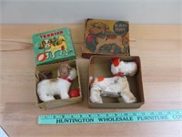 2 WInd Up Toy Dogs Vintage