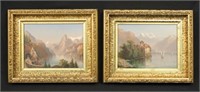Pair 19th C. Lake Geneva Oil Paintings