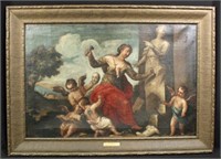Allegory of Sculpture Circa 1700 O/C Painting