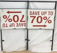 2 Metal Save Up To 70% Off Signs