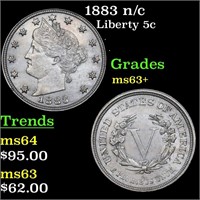 1883 n/c Liberty Nickel 5c Grades Select+ Unc