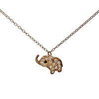 Diamond Elephant Necklace Sterling Silver