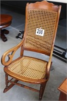 Vintage Rocking Chair With Woven Seat And Rack